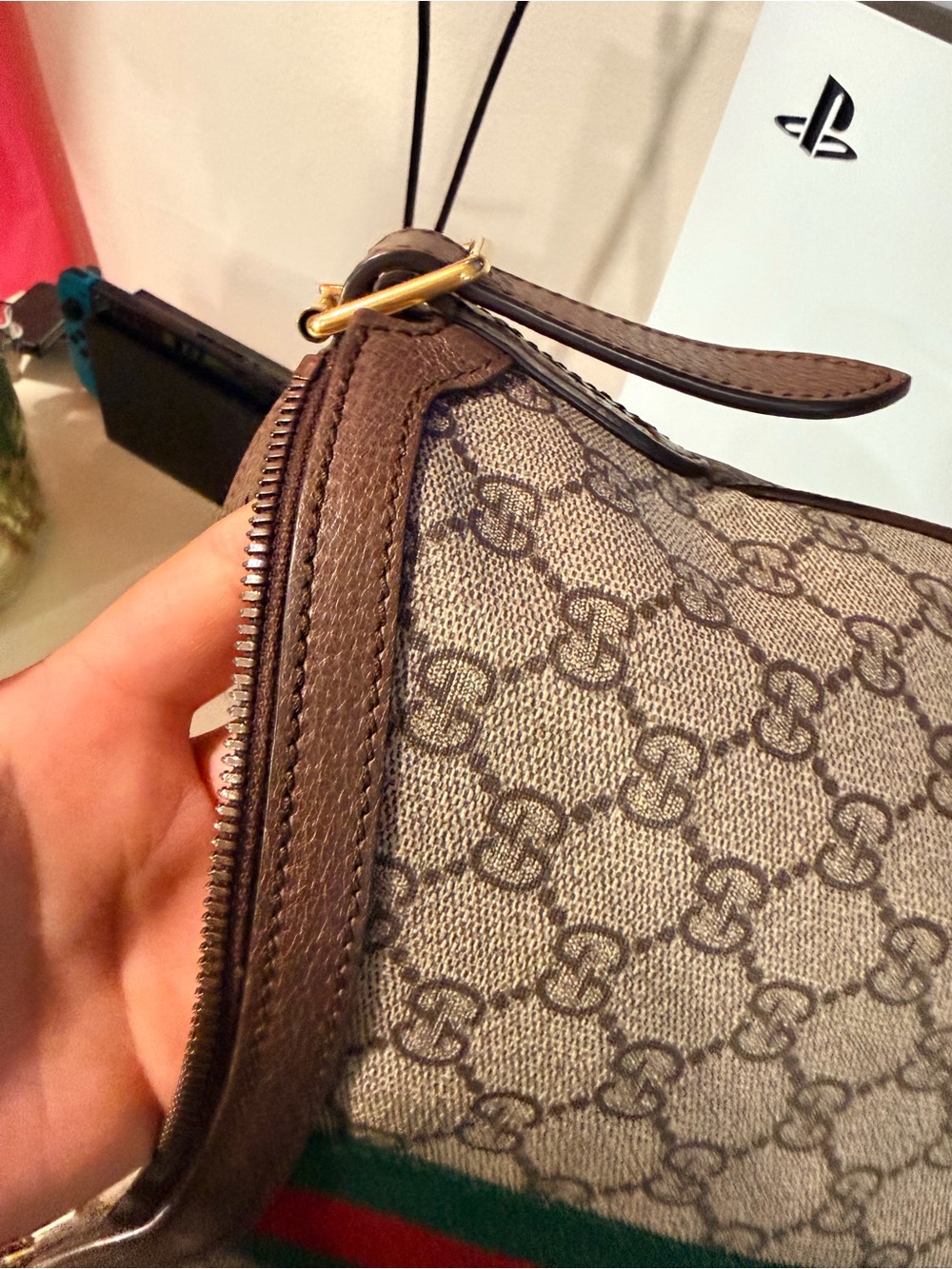 Gucci GG  ophidia half moon Supreme Web Stripe Shoulder Bag in Beige/Brown - Picture 13 of 16